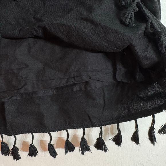 Black Tasseled Linen Blend Mini Skirt Size XS - Picture 4 of 8